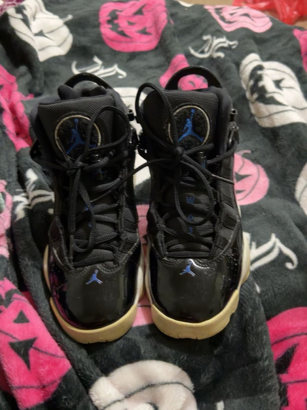 Jordan Black and Blue Youth Retro Sneakers